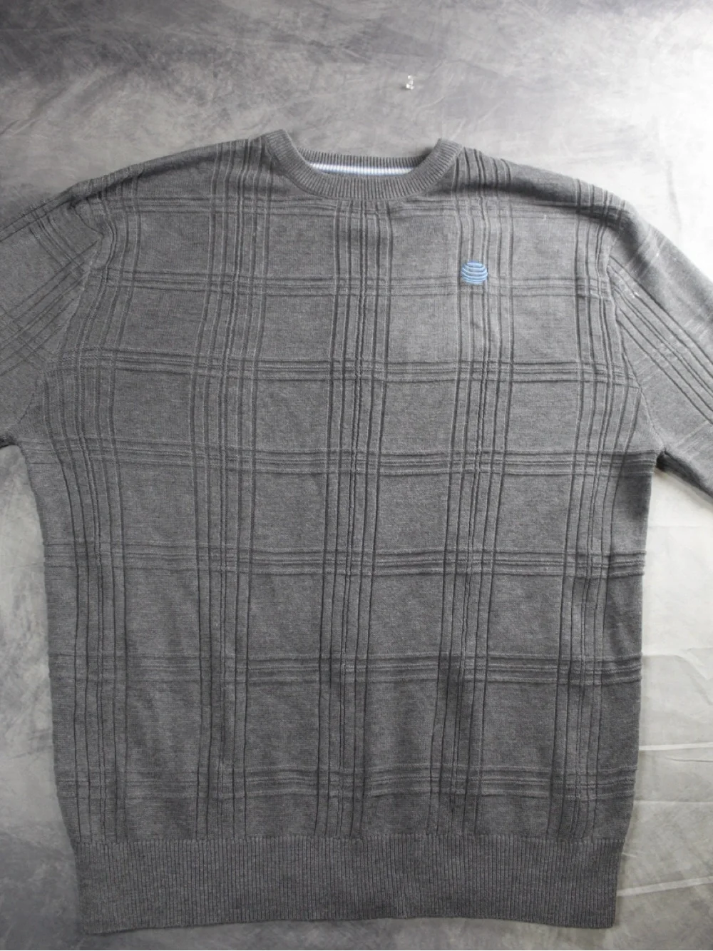 AT&T Branded Gray Crewneck Knit Sweater Long Sleeve Corporate Merch Mens XL
